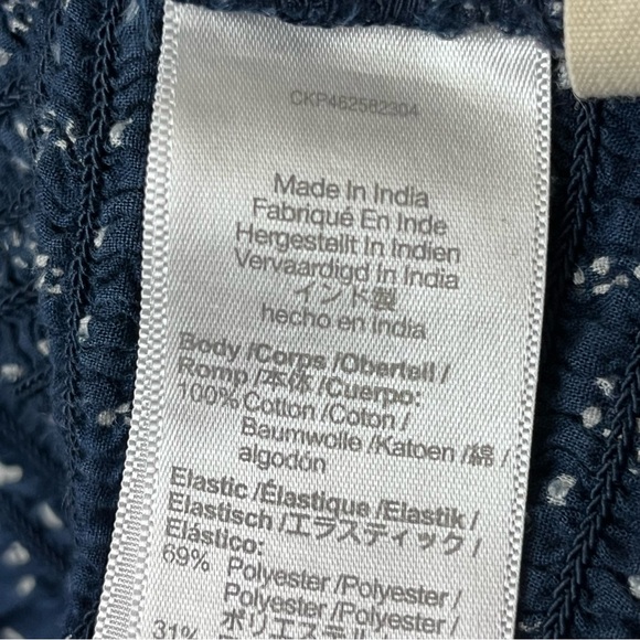 Madewell Blue Floral Smocked Crop Top Small Cottagecore Coquette Boho Stretch - Picture 11 of 11